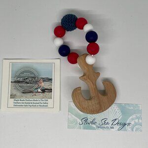 Beechwood Anchor Silicone Bead Teether-New!